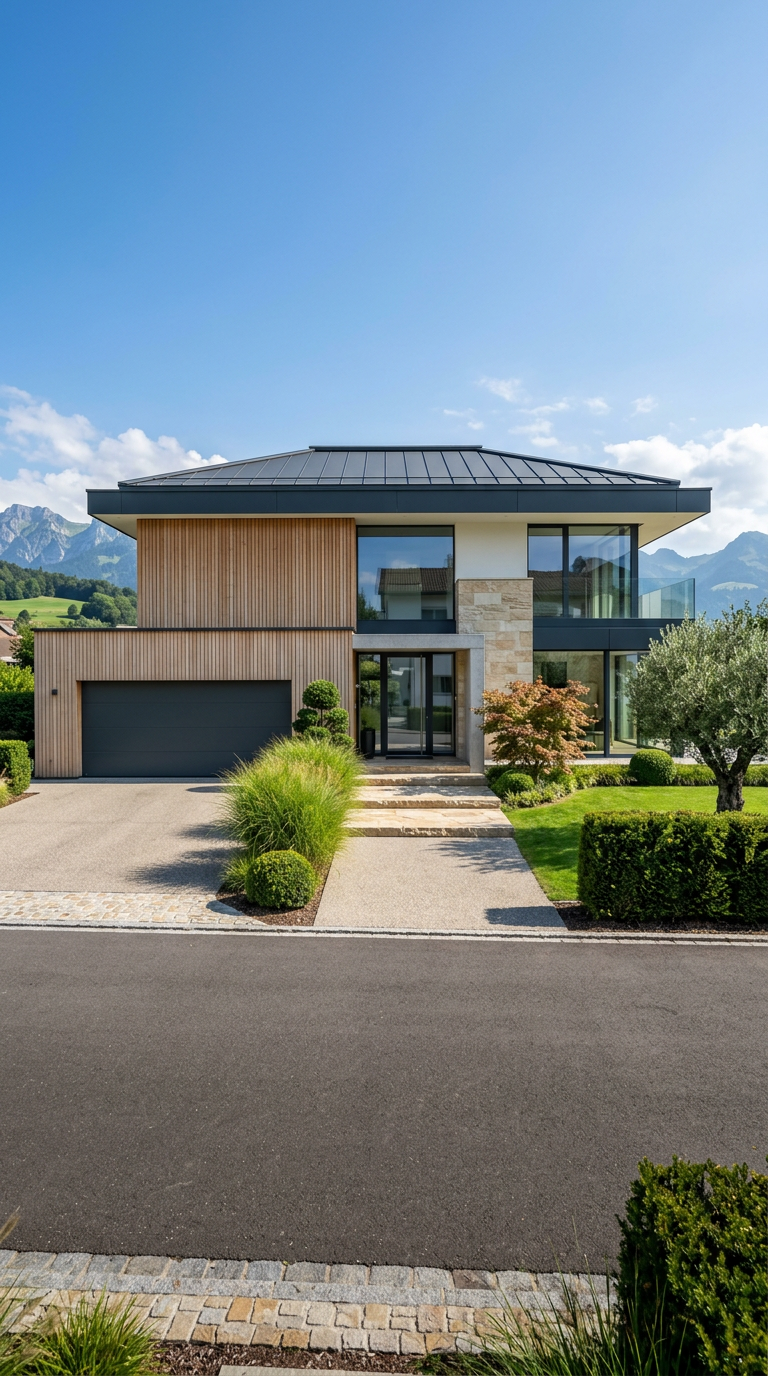 Projections d'une villa contemporaine, Saxon, Suisse